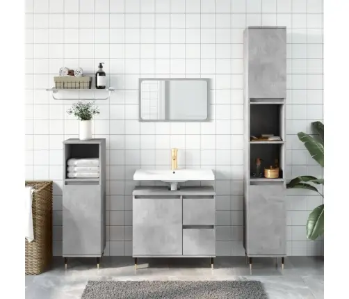 Vannasistabas Skapis, Pelēks, 30X30X190 Cm, Inženierijas Koks Vidaxl