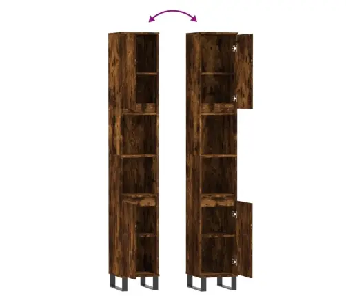 Vannasistabas Skapis, Ozola, 30X30X190 Cm, Inženierijas Koks Vidaxl