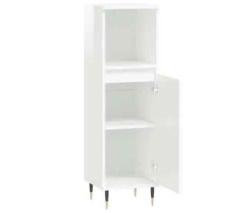 Vannitoakapp, Kõrgläikega Valge, 30 X 30 X 100 cm Tehispuit