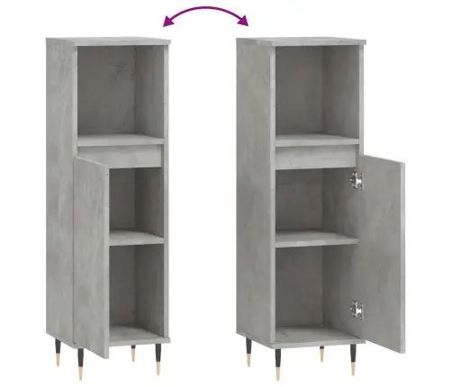 Vonios Kambario Spintelė, Betono Pilka, 30X30X100cm Mediena