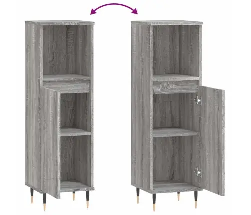 Vannitoakapp, Hall Sonoma Tamm, 30 X 30 X 100 cm Tehispuit Vannitoakapp, Hall Sonoma Tamm, 30 X 30 X 100 cm Tehispuit