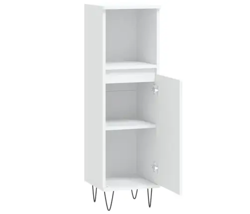 Vonios Kambario Spintelė, Balta, 30X30X100cm Apdirbta Mediena