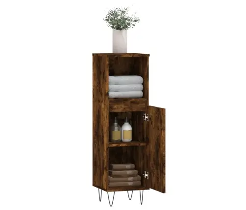 Vannitoakapp, Suitsutatud Tamm, 30 X 30 X 100 cm Tehispuit Vannitoakapp, Suitsutatud Tamm, 30 X 30 X 100 cm Tehispuit