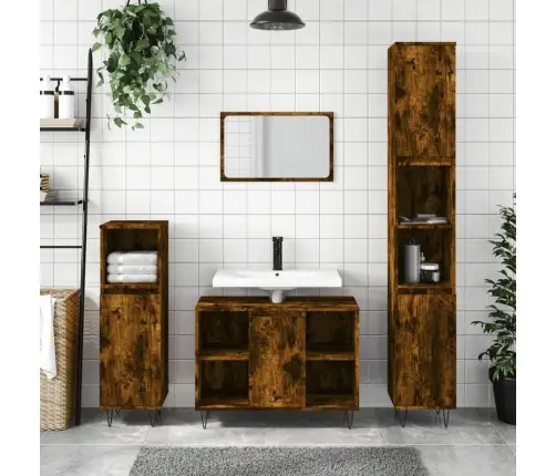 Vannitoakapp, Suitsutatud Tamm, 30 X 30 X 100 cm Tehispuit Vannitoakapp, Suitsutatud Tamm, 30 X 30 X 100 cm Tehispuit