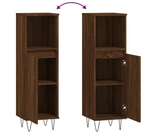 Vannasistabas Skapītis, Ozola, 30X30X100 Cm, Inženierijas Koks Vidaxl