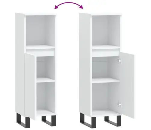 Vannasistabas Skapis, Balts, 30X30X100 Cm, Inženierijas Koks Vidaxl