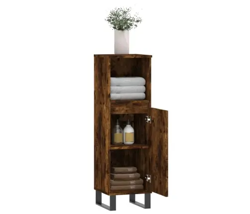 Vannasistabas Skapītis, Ozola, 30X30X100 Cm, Inženierijas Koks Vidaxl