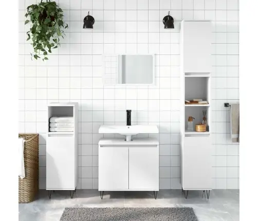 Vannasistabas Skapītis, Balts, 58X33X60 Cm, Inženierijas Koks Vidaxl