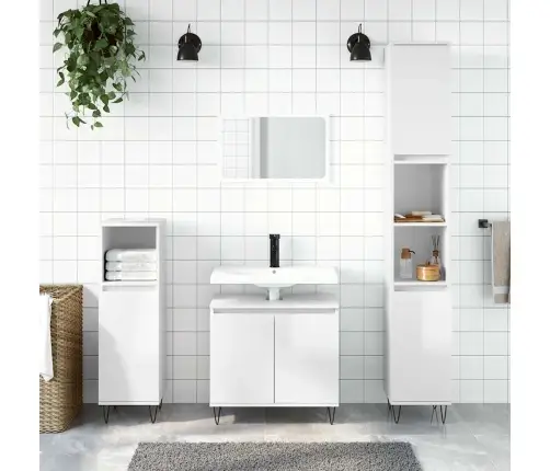 Vannitoakapp, Kõrgläikega Valge, 58 X 33 X 60 cm Tehispuit