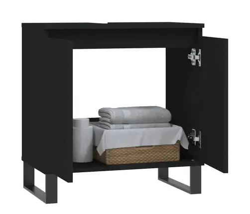 Vonios Kambario Spintelė, Juoda, 58X33X60cm Apdirbta Mediena Vonios Kambario Spintelė, Juoda, 58X33X60cm Apdirbta Mediena