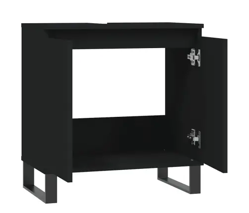 Vonios Kambario Spintelė, Juoda, 58X33X60cm Apdirbta Mediena Vonios Kambario Spintelė, Juoda, 58X33X60cm Apdirbta Mediena