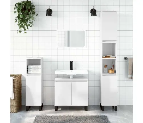 Vannitoakapp, Kõrgläikega Valge, 58 X 33 X 60 cm Tehispuit