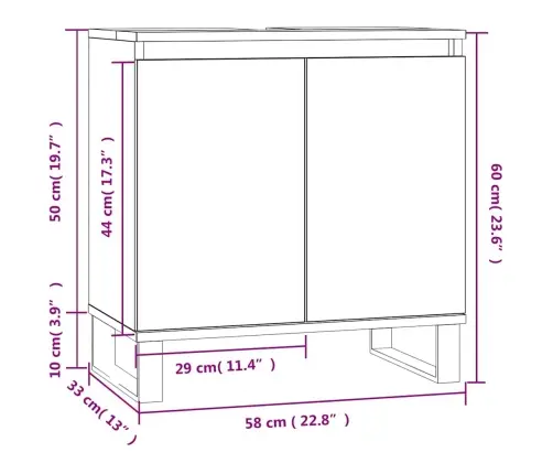 Vannasistabas Skapītis, Ozola, 58X33X60 Cm, Inženierijas Koks Vidaxl