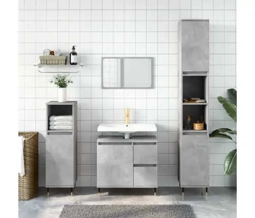 Vannasistabas Skapītis, Pelēks, 65X33X60 Cm, Inženierijas Koks Vidaxl