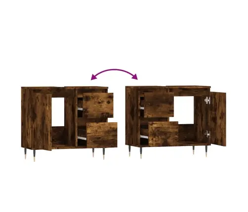 Vonios Kambario Spintelė, Dūminio Ąžuolo, 65X33X60cm Mediena