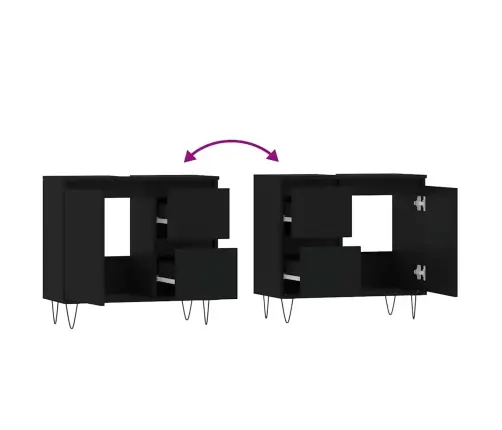 Vannasistabas Skapītis, Melns, 65X33X60 Cm, Inženierijas Koks Vidaxl Vannasistabas Skapītis, Melns, 65X33X60 Cm, Inženierijas Koks Vidaxl