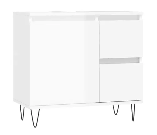 Vannitoakapp, Kõrgläikega Valge, 65 X 33 X 60 cm Tehispuit