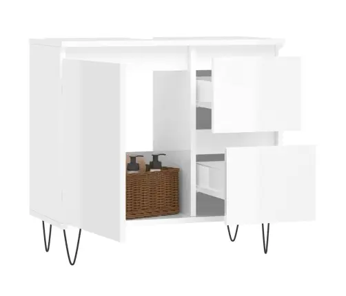 Vannitoakapp, Kõrgläikega Valge, 65 X 33 X 60 cm Tehispuit