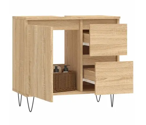 Vannasistabas Skapītis, Ozola, 65X33X60 Cm, Inženierijas Koks Vidaxl