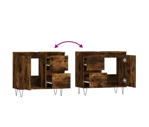 Vonios Kambario Spintelė, Dūminio Ąžuolo, 65X33X60cm Mediena