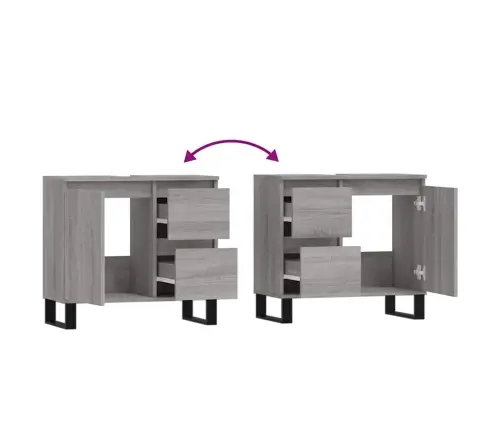 Vannitoakapp, Hall Sonoma Tamm, 65 X 33 X 60 cm Tehispuit