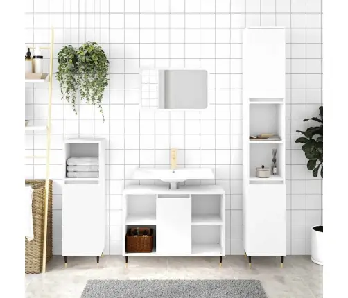 Vannasistabas Skapītis, 80X33X60 Cm, Inženierijas Koks, Balts Vidaxl