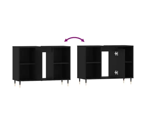 Vannitoakapp, Must, 80 X 33 X 60 cm Tehispuit