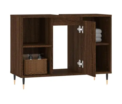 Vannasistabas Skapītis, Ozola, 80X33X60 Cm, Inženierijas Koks Vidaxl