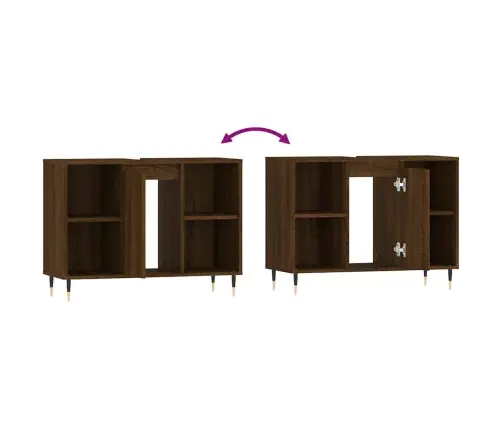 Vannasistabas Skapītis, Ozola, 80X33X60 Cm, Inženierijas Koks Vidaxl