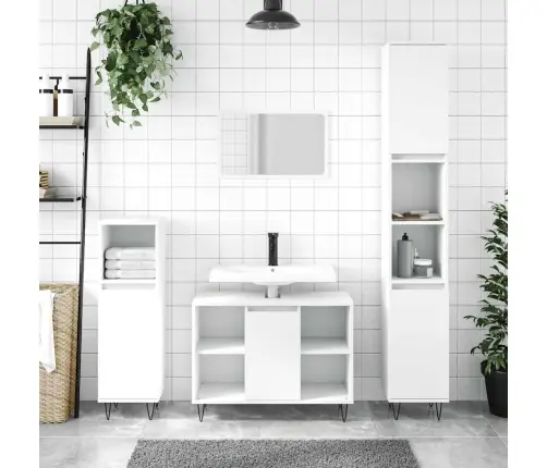 Vannasistabas Skapītis, 80X33X60 Cm, Inženierijas Koks, Balts Vidaxl