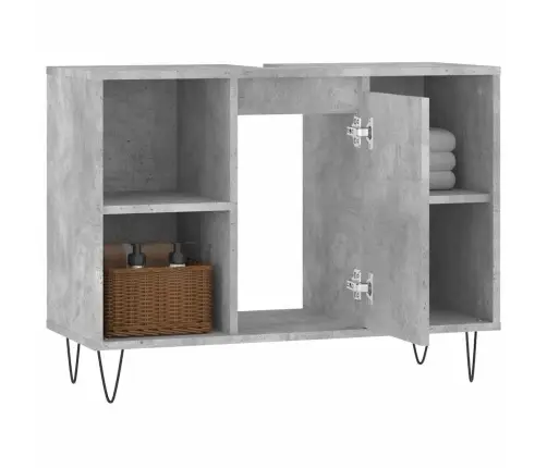 Vannasistabas Skapītis, Pelēks, 80X33X60 Cm, Inženierijas Koks Vidaxl