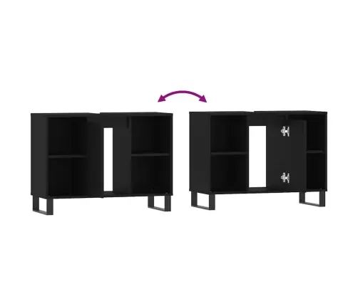 Vannasistabas Skapītis, 80X33X60 Cm, Inženierijas Koks, Melns Vidaxl