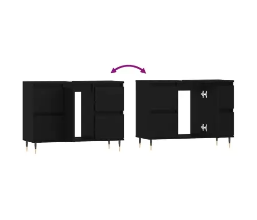 Vannasistabas Skapītis, 80X33X60 Cm, Inženierijas Koks, Melns Vidaxl