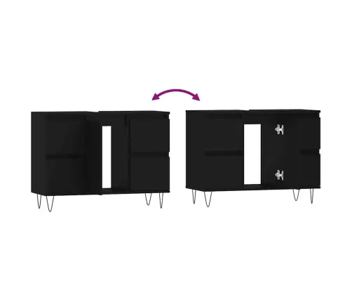 Vannitoakapp, Must, 80 X 33 X 60 cm Tehispuit