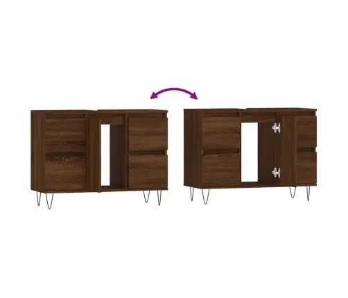 Vonios Kambario Spintelė, Ruda Ąžuolo, 80X33X60cm Mediena