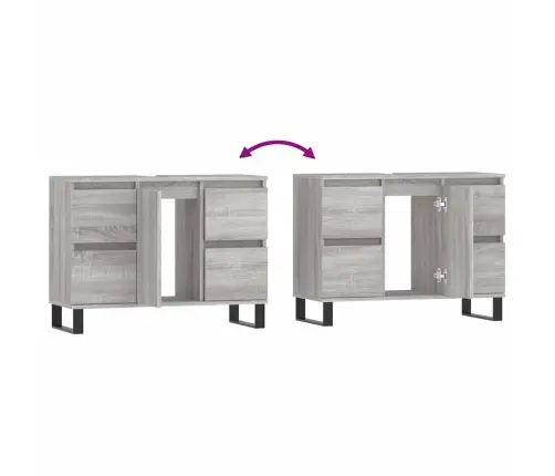 Vonios Kambario Spintelė, Pilka Ąžuolo, 80X33X60cm Mediena