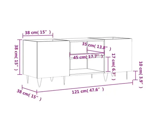 Plaadikapp, Sonoma Tamm, 121 X 38 X 48 cm Tehispuit