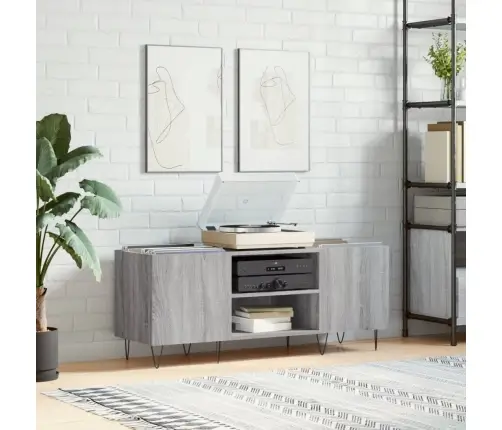 Ierakstu Skapītis, 121X38X48 Cm, Inženierijas Koks, Pelēks Vidaxl