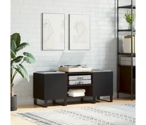 Ierakstu Skapītis, 121X38X48 Cm, Inženierijas Koks, Melns Vidaxl