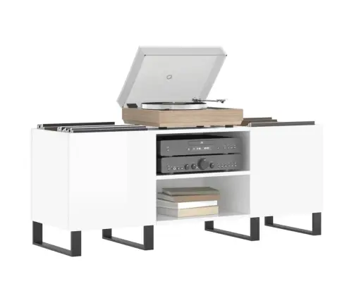 Vinilinių Plokštelių Spintelė, Balta, 121X38X48cm Mediena