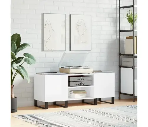 Vinilinių Plokštelių Spintelė, Balta, 121X38X48cm Mediena