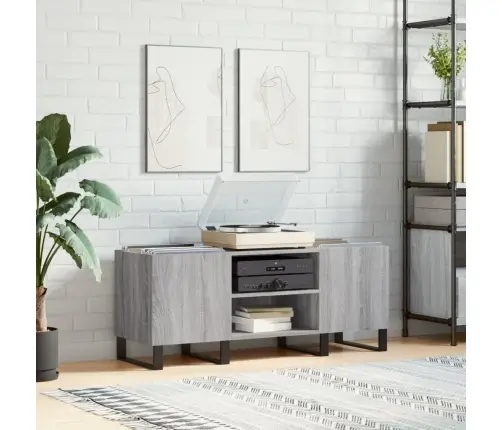 Ierakstu Skapītis, 121X38X48 Cm, Inženierijas Koks, Pelēks Vidaxl