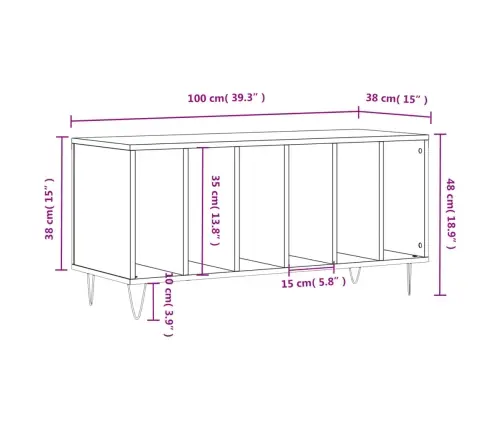 Vinilinių Plokštelių Spintelė, Betono, 100X38X48cm Mediena
