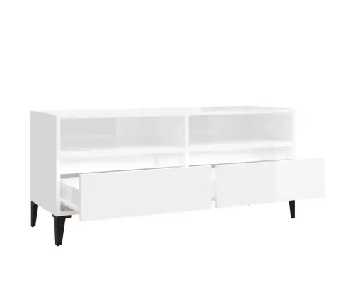 Telerikapp, Kõrgläikega Valge, 100X34,5X44,5 cm Tehispuit