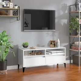 Tv Skapītis, 100X34,5X44,5 Cm, Inženierijas Koks, Spīdīgi Balts Vidaxl