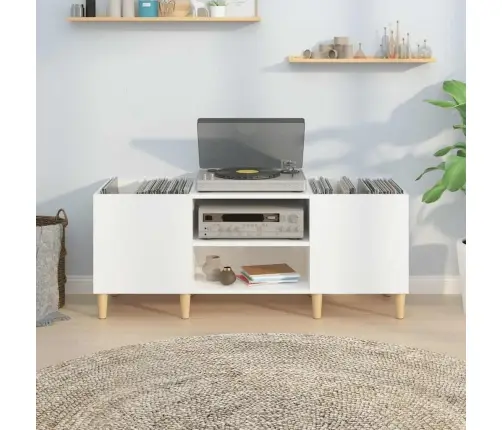 Vinilinių Plokštelių Spintelė, Balta, 121X38X48cm Mediena