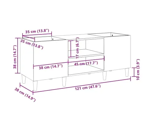 Vinilinių Plokštelių Spintelė, Balta, 121X38X48cm Mediena