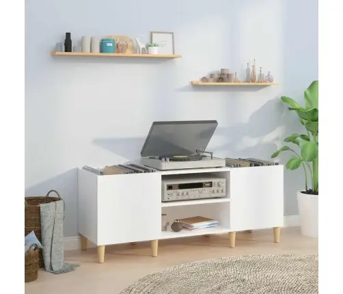 Vinilinių Plokštelių Spintelė, Balta, 121X38X48cm Mediena