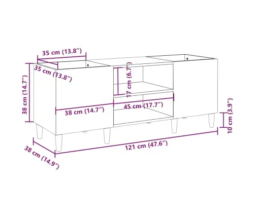 Plaadikapp, Suitsutatud Tamm, 121 X 38 X 48 cm Tehispuit