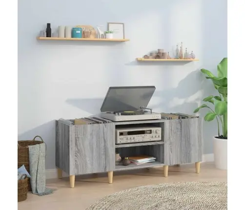 Ierakstu Skapītis, 121X38X48 Cm, Inženierijas Koks, Pelēks Vidaxl